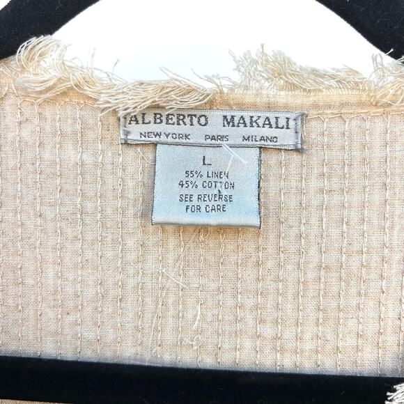 Vintage Alberto Makali 90s Y2K Gold Sequin Cocktail Jacket Linen Large Holiday - Picture 3 of 7